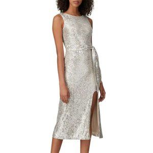 Fancy "Karlie" silver sequined midi dress from DRESS THE POPULATION, size Large